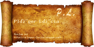 Pláger Lúcia névjegykártya